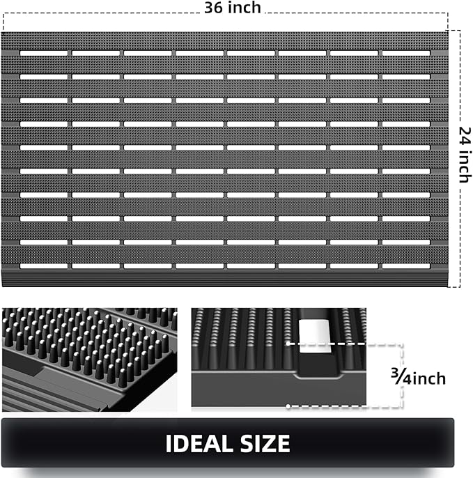 MATALL Waterproof Outdoor Door Mat - 36x24 Inches Non-Slip Drainage Large Door Interlocking Floor Mat for Indoor Home Pool Entry Garage（Gray ）
