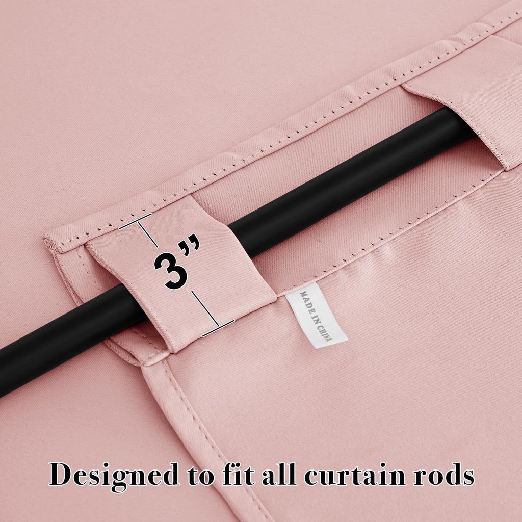 Pink Blackout Curtains for Girls Bedroom 72 inches Long (2 Count)