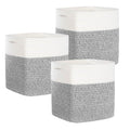 3PACK Cotton Rope Square Basket with Handles for Shelves