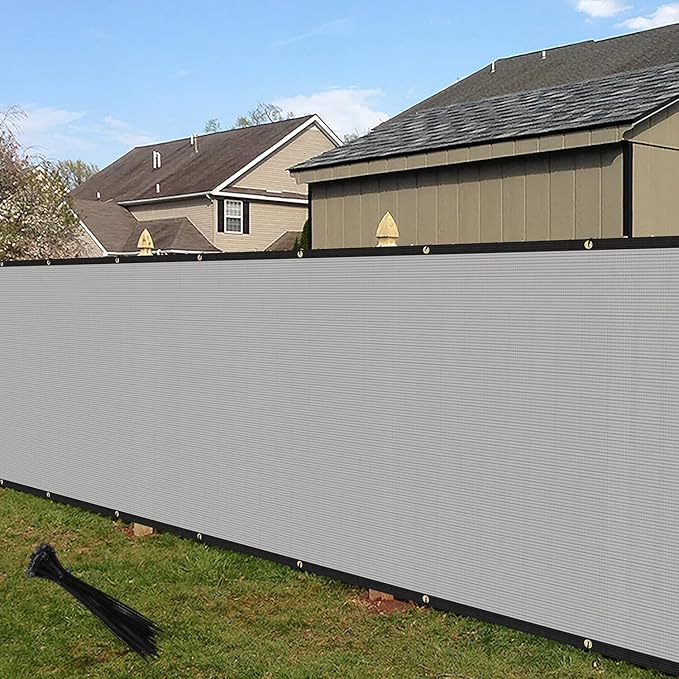 ECOOPTS 4'x171' Privacy Fence Screen Windscreen with Copper Grommets, Fit for Commercial Fence and Residential Garden Outdoor 90% UV Blockage, Cable Zip Ties Included (Gray)
