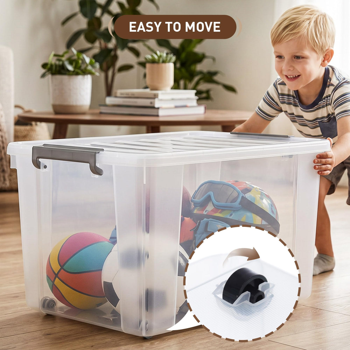 58.1 QT Plastic Storage Bins with Latching Lids Stackable Storage Containers for Organizing Large Clear Storage Box for Garage (4 Count)