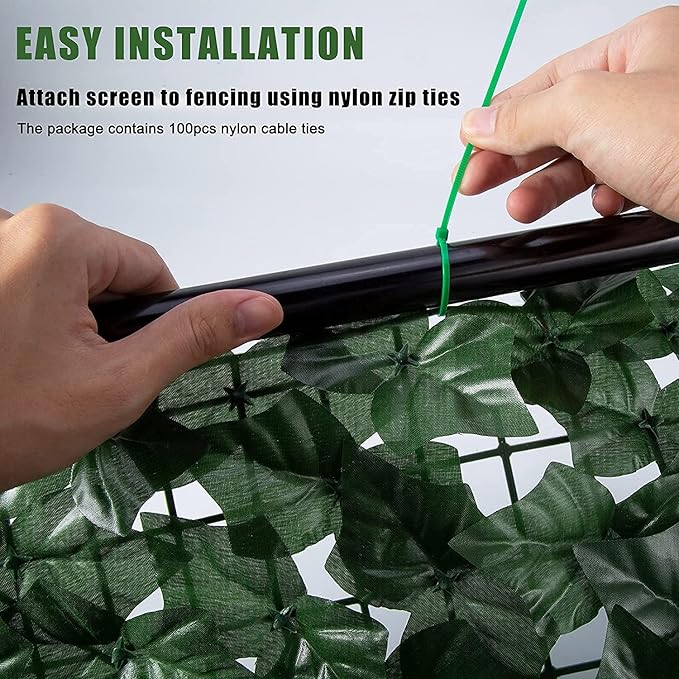 Faux Ivy Privacy Fence Screen Outdoor Expandable Artificial Greenery Roll Fake Hedge Wall Patio Green Plastic Leaf Plant Vine Grass Panels Gate Covering Garden Yard Balcony (158.0 X 60.0 in)