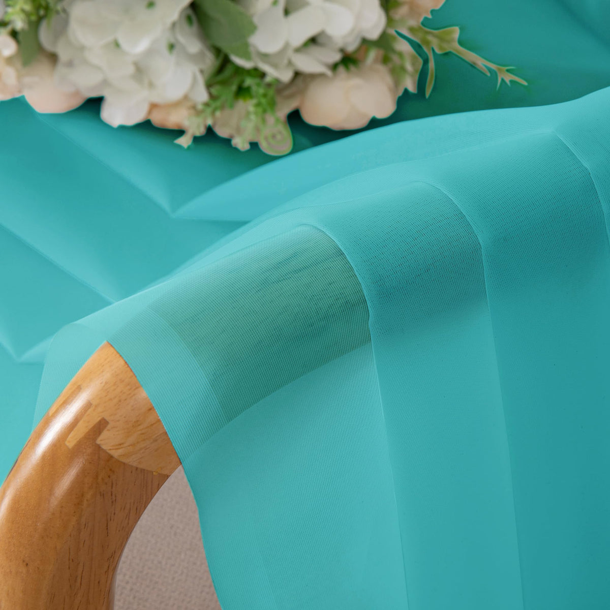 Turquoise Sheer Curtains 36 inch Length 2 Panels (2 Count)