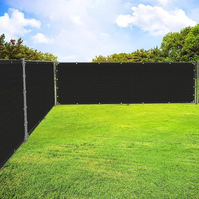 ECOOPTS 4'x98' Privacy Fence Screen Windscreen with Copper Grommets, Fit for Commercial Fence and Residential Garden Outdoor 90% UV Blockage, Cable Zip Ties Included (Black)