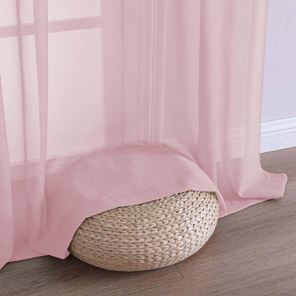 Extra Long Blush Pink Sheer Curtains 108 Inches Long 2 Panels (2 Count)