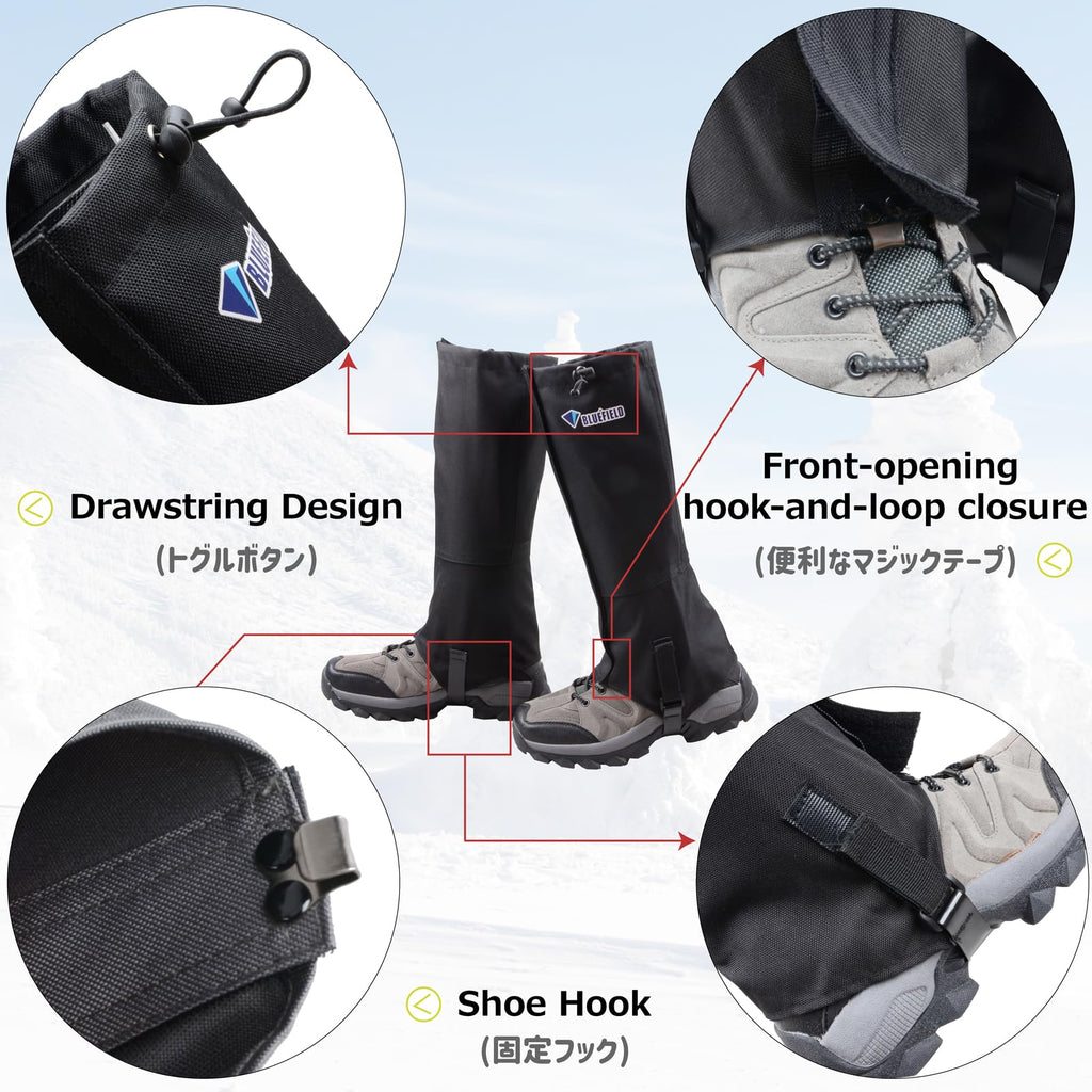 Azarxis Hiking Gaiters for Outdoor Camping Running Walking Backpacking Women Men Ankle Leg Guard Boot Legging Cover Snow Lightweight Waterproof Mountain Hunting (Black, M)