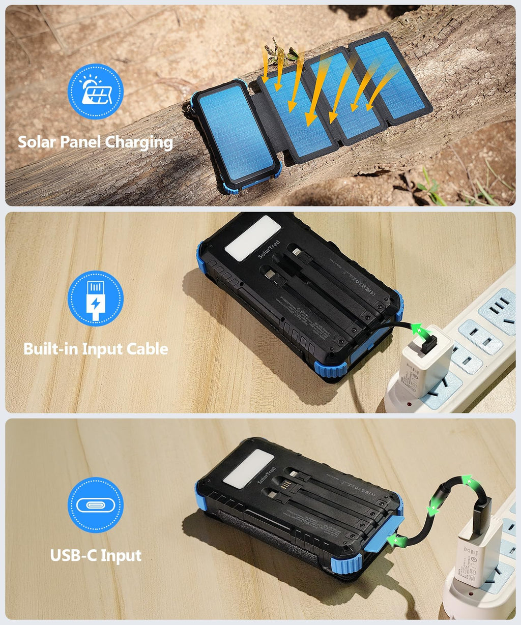 SolarTred Portable Power Bank - 20000mAh, Solar