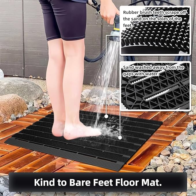 MATALL Heavy Duty Outdoor Mat - 18 x 30 Inches Non-Slip Drainage Floor Mat for All Weather Garage Pool Home Entry Indoor Mud Mat