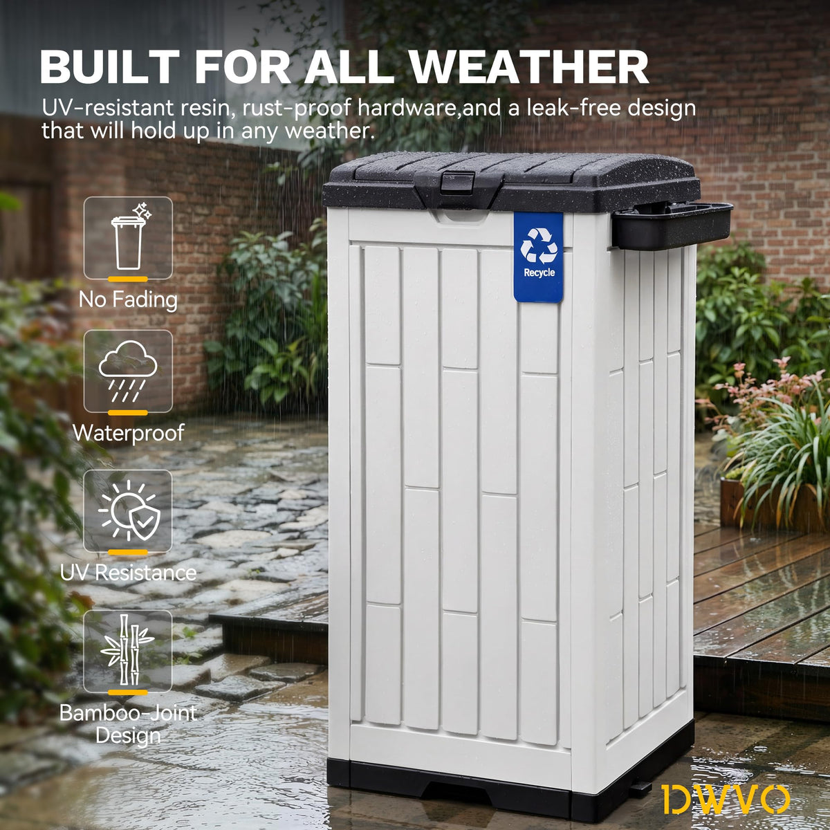 38 Gallon Resin Outdoor Trash Can Set of 2