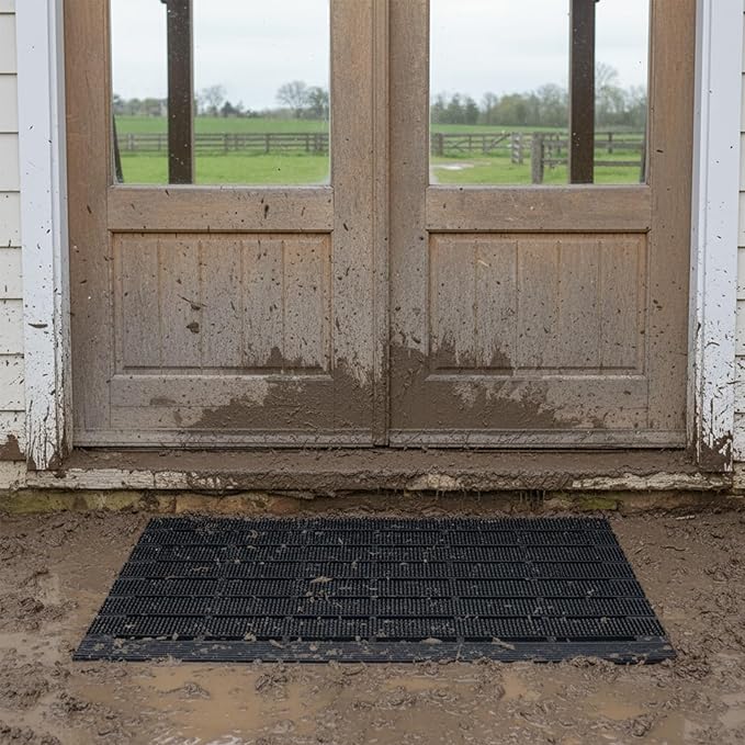 MATALL Heavy Duty Outdoor Mat - 18 x 30 Inches Non-Slip Drainage Floor Mat for All Weather Garage Pool Home Entry Indoor Mud Mat