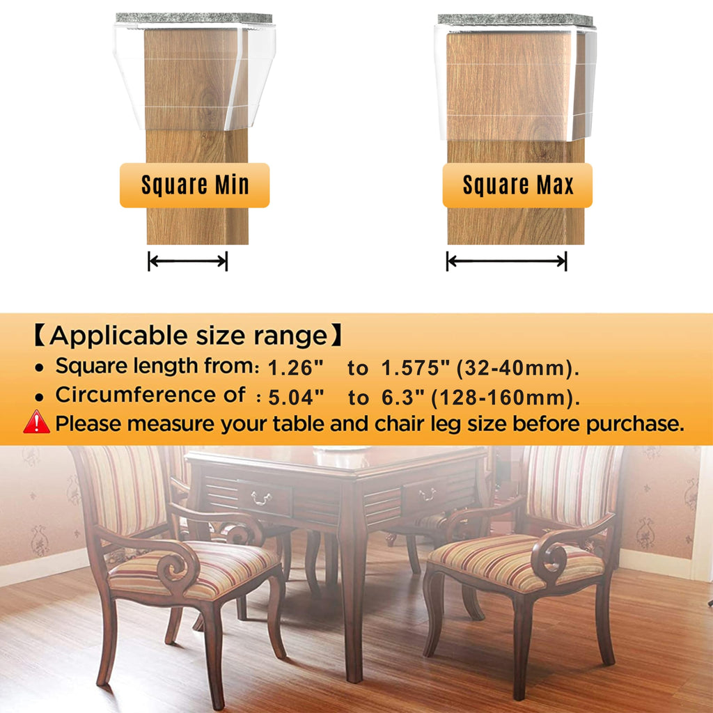Clear Square Chair Leg Protectors for Hardwood Floors (24 Count)