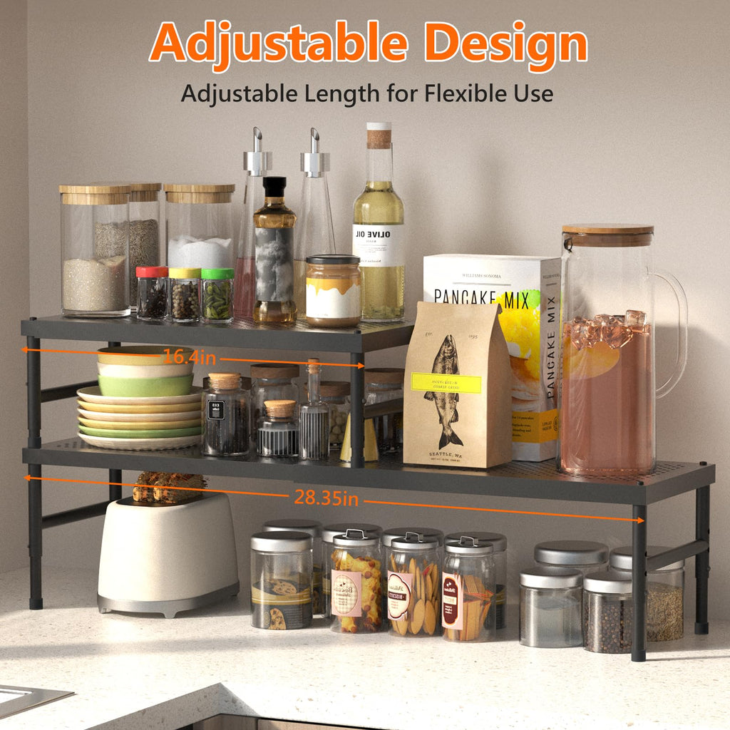 2 Pack Expandable adjustable stackable kitchen cabinet organizer