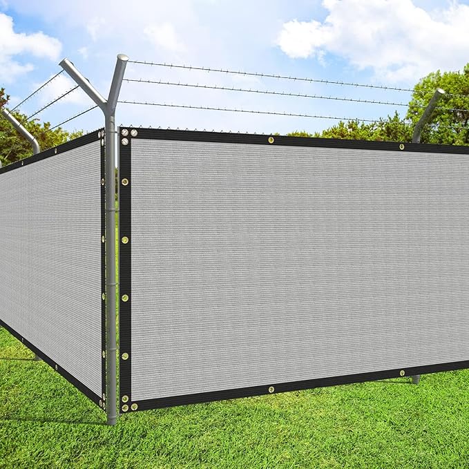 ECOOPTS 4'x252' Privacy Fence Screen Windscreen with Copper Grommets, Fit for Commercial Fence and Residential Garden Outdoor 90% UV Blockage, Cable Zip Ties Included (Gray)