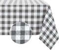 Romanstile Square Vinyl Tablecloth, 100% Waterproof Buffalo Gingham Plastic Table Cloth, Heavy Duty Wipeable Checkered Table Covers for Outdoor, Camping, Picnic, Patio - 60 x 60, Grey and White
