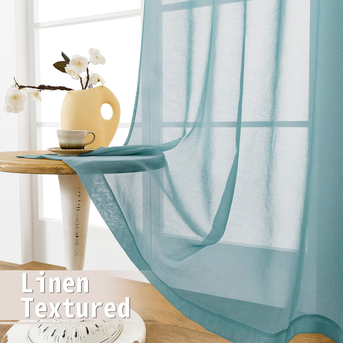 Sheer Door Curtains Closet Linen Textured Curtain Sheers Doorway Light Filtering Voile Patio Glass Door Rod Pocket Curtains French Doors