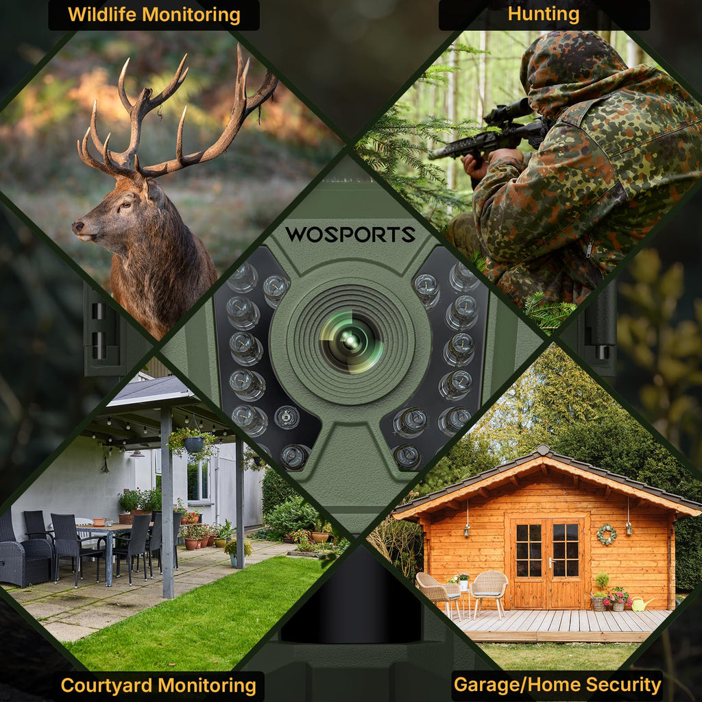 WOSPORTS Trail Camera - 24MP, 1080P, Mini, Waterproof, Fast Trigger