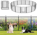 Garden Fence with Gate Metal Fencing Outdoor for Yard, 32in x37ft 16 Panels Outdoor Dog Fence Temporary Fence for Dogs Outside, Rustproof Garden Fencing Flower Bed Edging for Patio