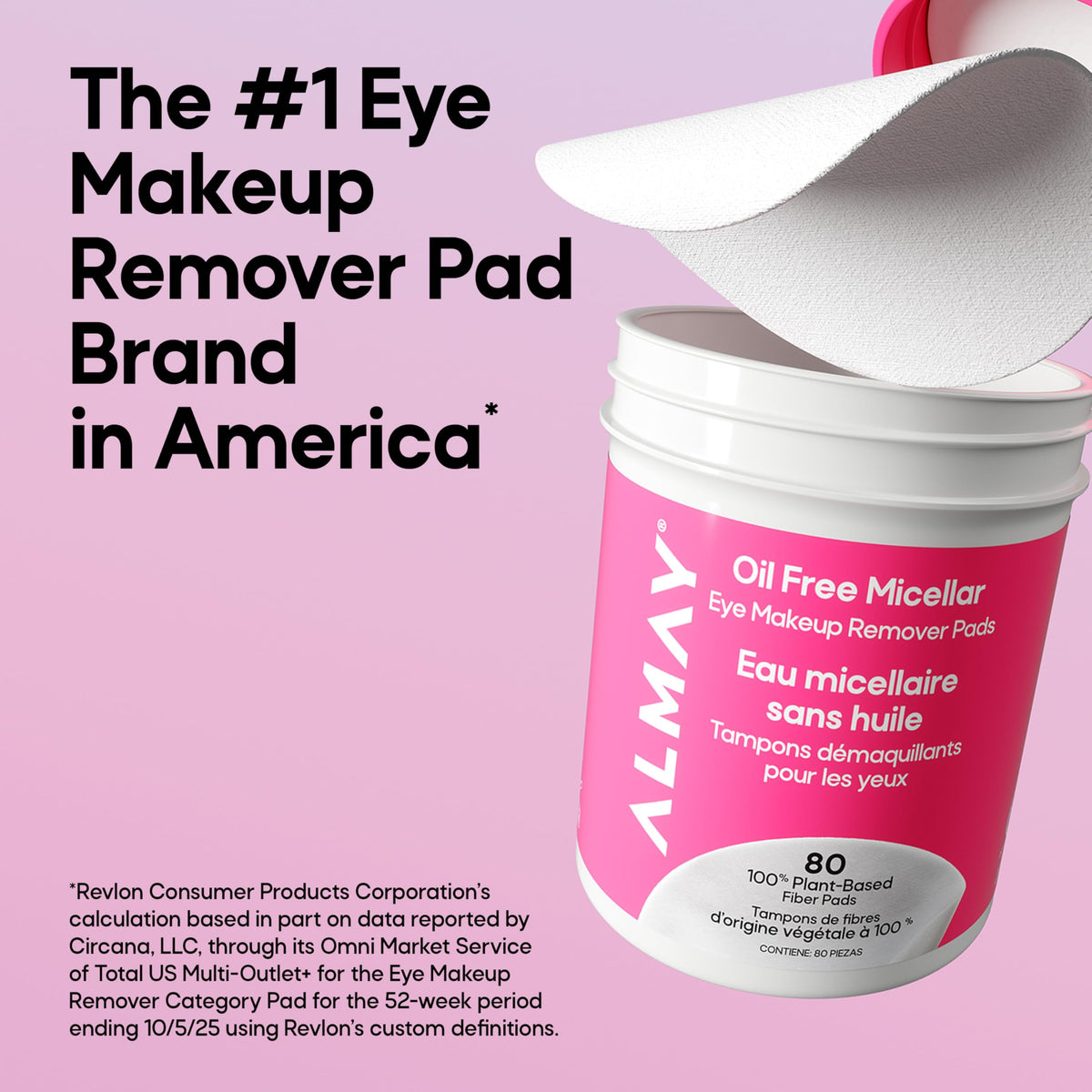 Oil Free Micellar Eye Makeup Remover Pads (240 Count)