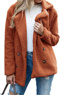 Women's Winter Warm Plush Cardigan Fuzzy Fleece Lapel Jacket with Buttons Pockets Long Sleeve Casual Outerwear