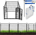 ADAVIN Tall Garden Fence with Gate,40 in(H) 4 Panels Animal Barrier Fence, Black Heavy Duty Iron Metal Fencing Border, Indoor or Outdoor Dog Playpen, No Dig RV Fencing for Yard. Total 8.9 FT(L)