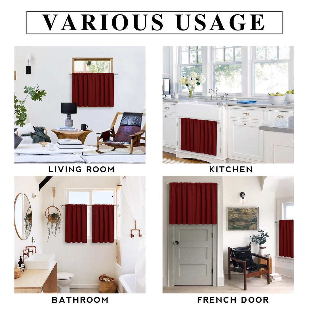 Short Blackout Curtains for Small Window Kitchen Bathroom Cafe RV (2 Count)