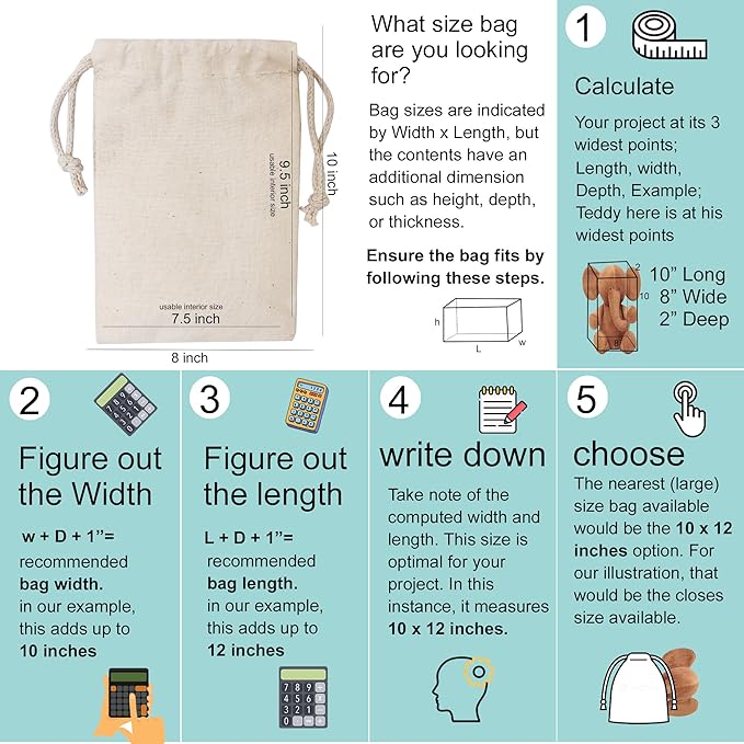 100Pcs 8 x 10 Inches Premium Cotton Muslin Double Drawstring Bags, Reusable Bag Natural Cotton Bags with Drawstring Produce Bags Bulk Gift Bag Jewelry Pouch for Party Wedding Home Storage