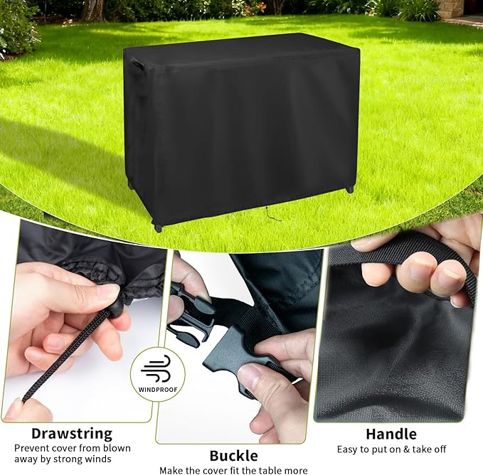 Grill Cart Cover, Outdoor Grill Stand Cover with UV Protection & Windproof Straps,Heavy Duty Covers for Most Standard Grill Carts/Pizza Oven Table -17" D x 43" W x 32" H