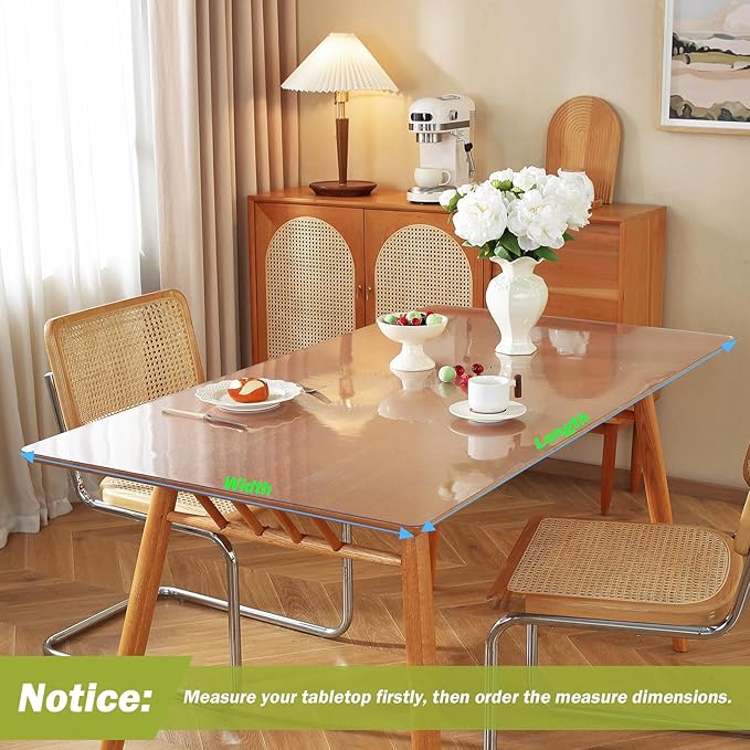 Frosted Clear Table Protector 42 x 96 Inch, 1.5mm Thick Plastic Table Cover, Waterproof PVC Clear Table Cover Protector, Desk Protector Mat, Writing Desk Pad for Desktop, Coffee & Dining Room Table