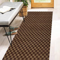 2' x 51' Runner Rugs with Rubber Backing, Indoor Outdoor Utility Carpet Runner Rugs, Checkered Brown, Can Be Used as Aisle for The RV and Boat, Laundry Room and Balcony