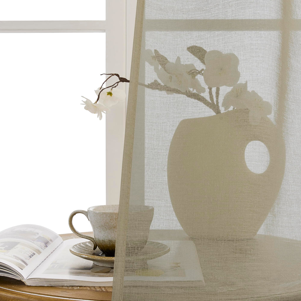 Sheer Door Curtains Closet Linen Textured Curtain Sheers Doorway Light Filtering Voile Patio Glass Door Rod Pocket Curtains French Doors
