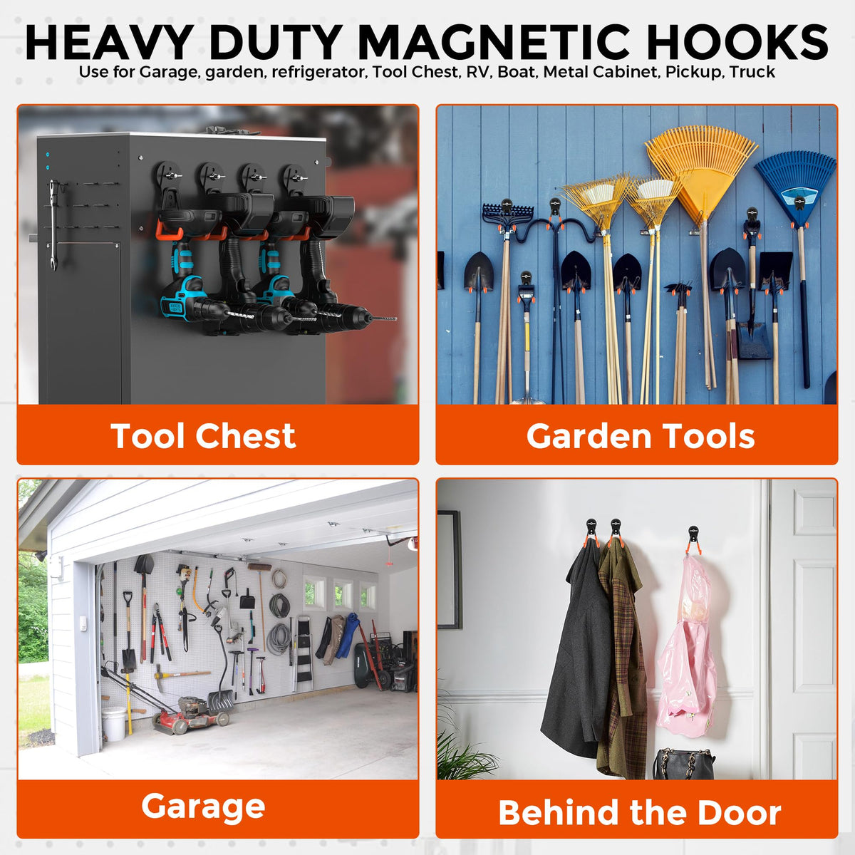 6 Pack Large Magnetic Hooks Heavy Duty (6 Count)