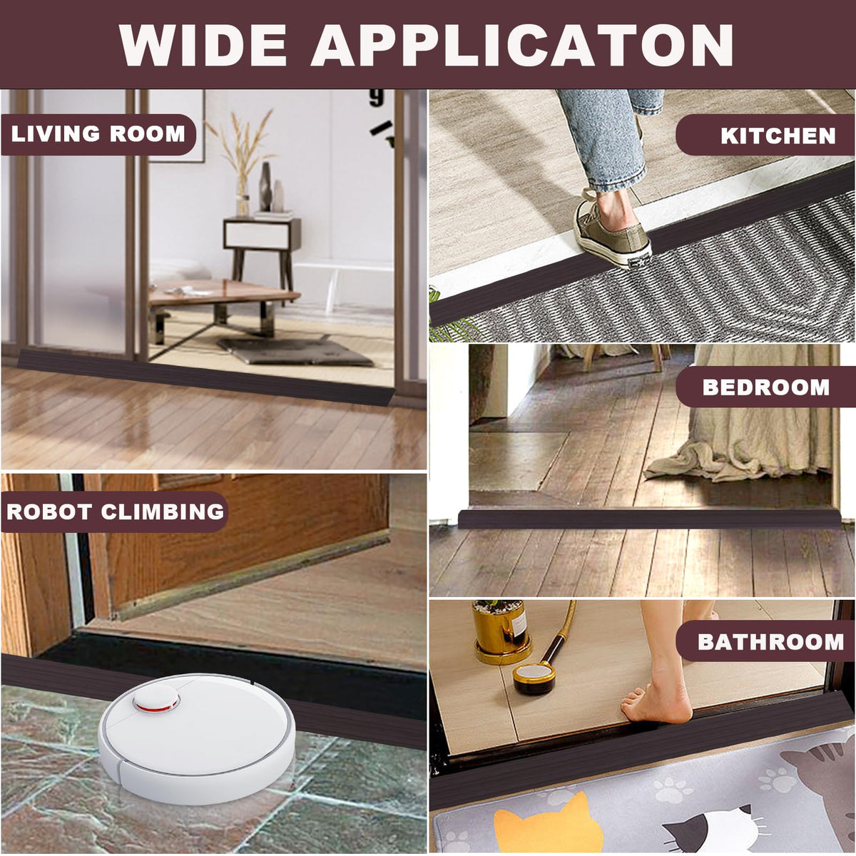 Vinyl Floor Transition Strip Self Adhesive Door Threshold Strip (3.3 Foot)