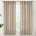 Dark Oatmeal Linen Curtains 63 Inch Length for Living Room (2 Count)