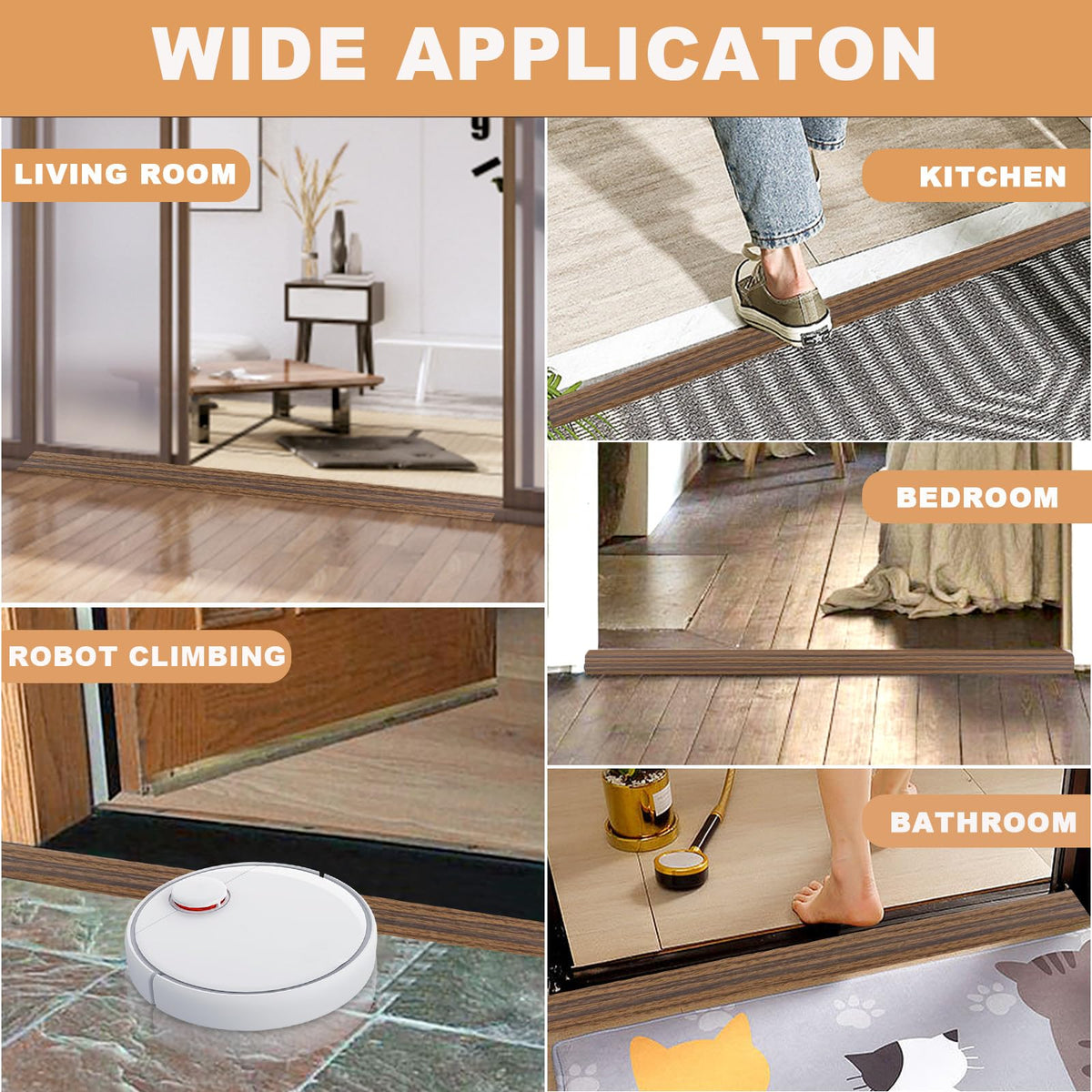 Vinyl Door Threshold Flooring Transition Strip Self Adhesive Carpet Edging Strip for Laminate Doorway Edge Threshold from 2 (10 Foot)