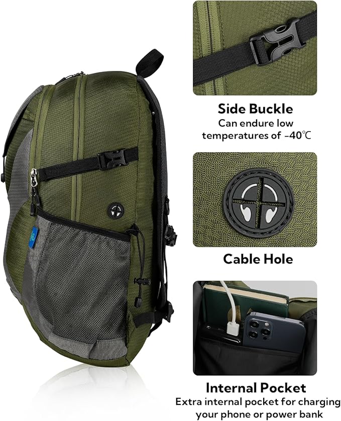 WATERFLY Lightweight Packable Hiking Backpack: 30L Foldable Travel Daypack Ultralight Camping Day Pack for Woman Man