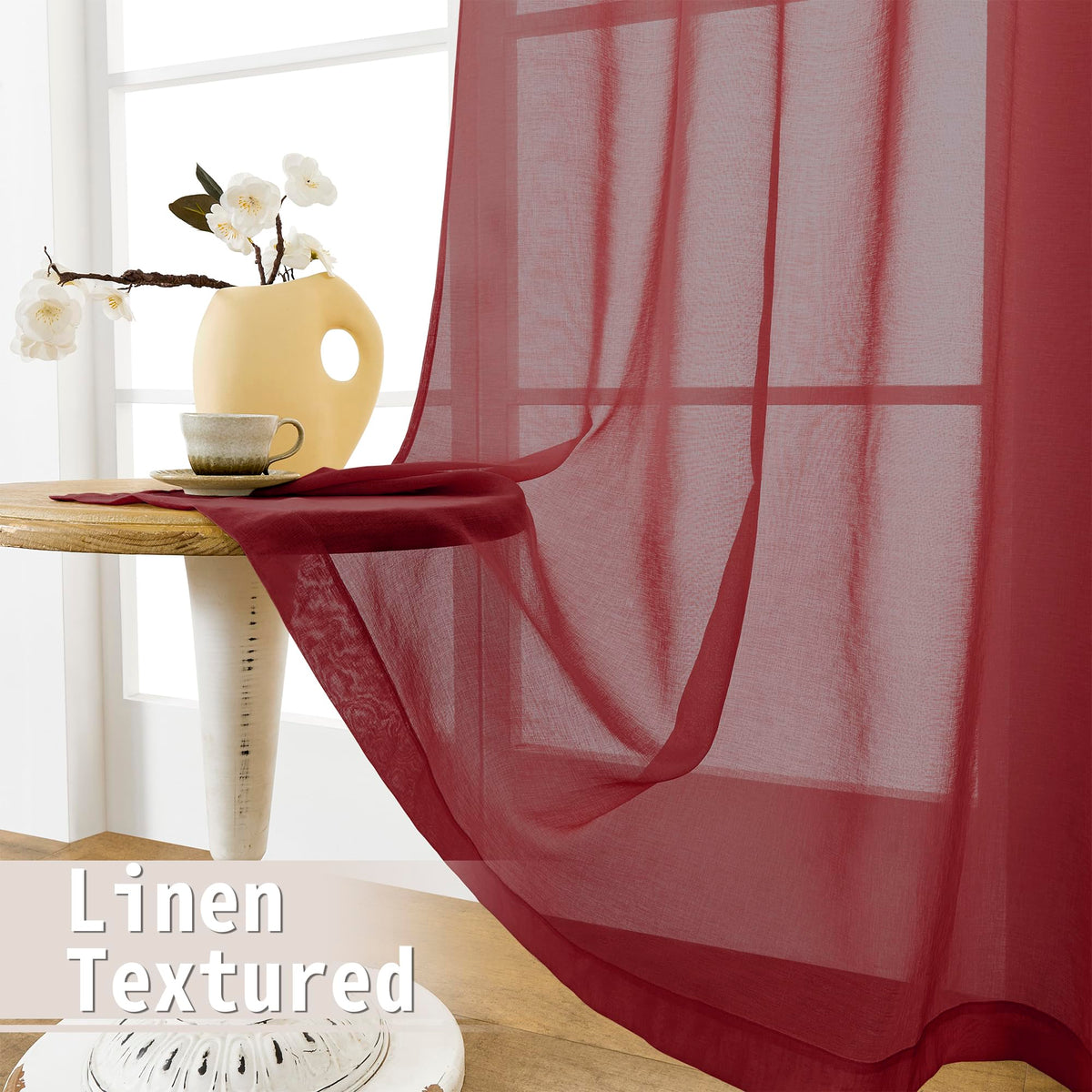 Sheer Door Curtain Closet Linen Textured Curtains Sheer Doorway Light Filtering Voile Patio Glass Doors Rod Pocket Curtain French Door