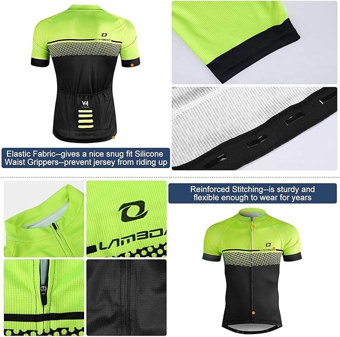 LAMEDA Men's Cycling Jersey Breathable Lightweight Bike Jersey Short Sleeve Quick Dry Moisture Wicking Biking Shirts
