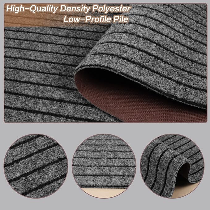 3' x 30' Runner Rugs with Rubber Backing, Indoor Outdoor Utility Carpet Runner Rugs, Stripe Gray, Can Be Used as Aisle for The RV and Boat, Laundry Room and Balcony