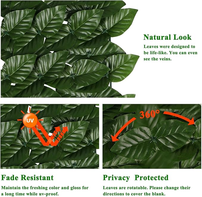 iCover 2PK 39 * 98in Artificial Ivy Privacy Fence Screen Cover, Highly Dense Leaves Wtih Strengthened Joint Prevent Leave Falling Off, Faux Hedge Panels Greenery Vines, Decorative Fences