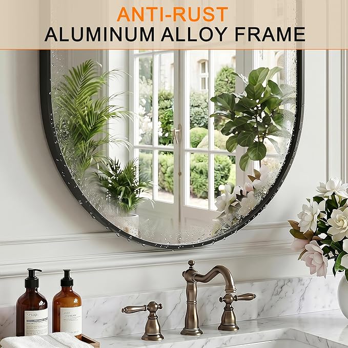 TRAHOME Oval Bathroom Mirror, 2 Pack 20"x30" Black Vanity Mirror for Over Sink, Bedroom, Living Room, Entryway, Modern Mounted Metal Frame Wall Mirror