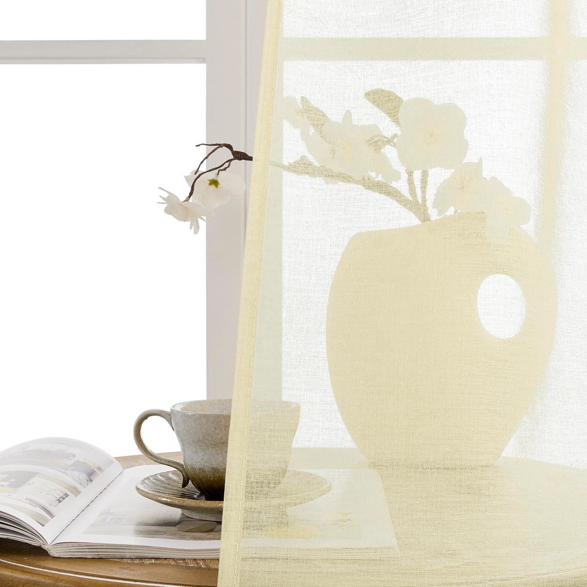 Small Sheer Door Curtain Closet Linen Textured Curtain Sheers Doorway Light Filtering Voile French Door Rod Pocket Curtains Patio Glass Doors