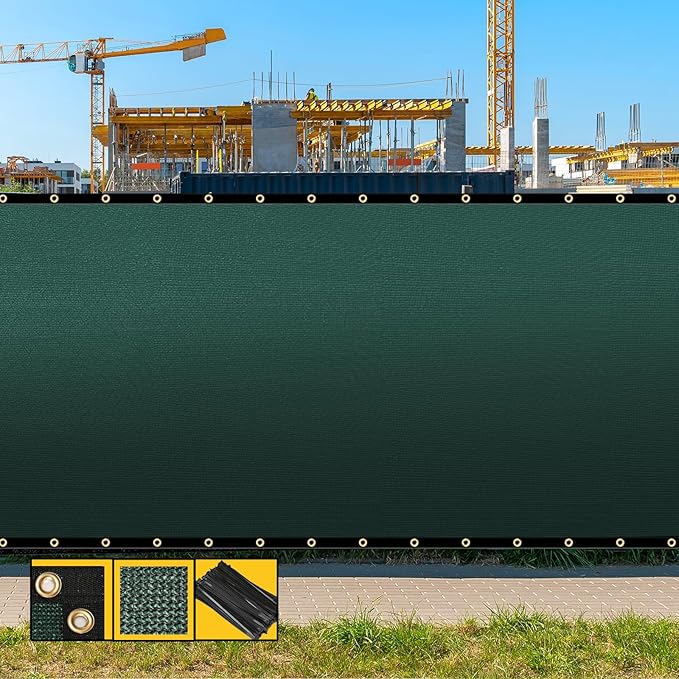 Customized 8' x 74' Green Fence Privacy Screen,with Bindings & Grommets,Heavy Duty for Gardens,Backyard,Patio,Tennis Court,Pool,Construction Project, We Make Custom Sizes
