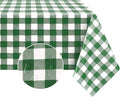 Romanstile Rectangle Vinyl Tablecloth, 100% Waterproof Buffalo Gingham Plastic Table Cloth, Heavy Duty Wipeable Checkered Table Covers for Outdoor, Camping, Picnic, Patio - 54 x 120, Green and White