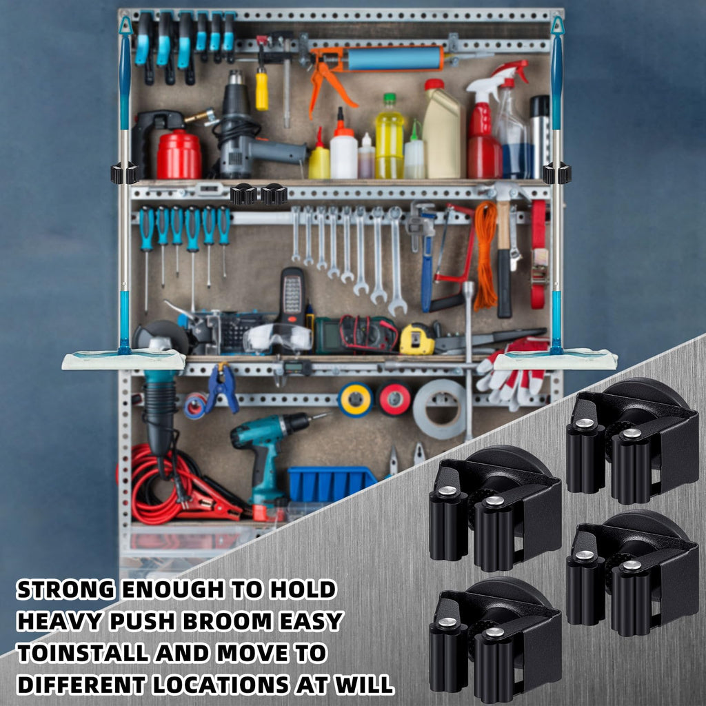 224 Pcs Magnetic Broom Holder Wall Mounted Anti Slip Rack (24 Count)