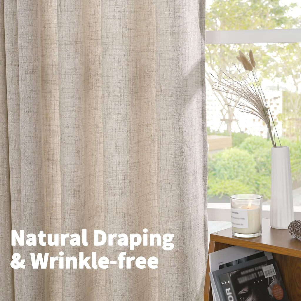 Linen Semi Sheer Curtains 63 Inch Length 2 Panels for Window (2 Count)