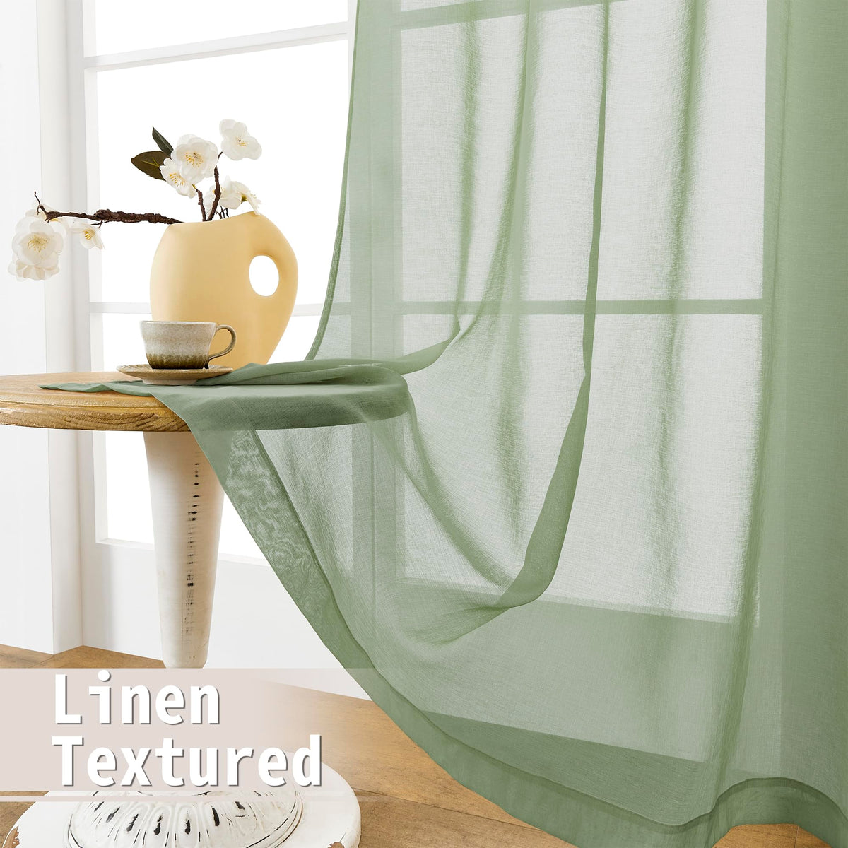 Short Sheer Door Curtains Closet Linen Textured Curtains Sheer Doorway Light Filtering Voile Patio Glass Door Rod Pocket Curtain French Doors