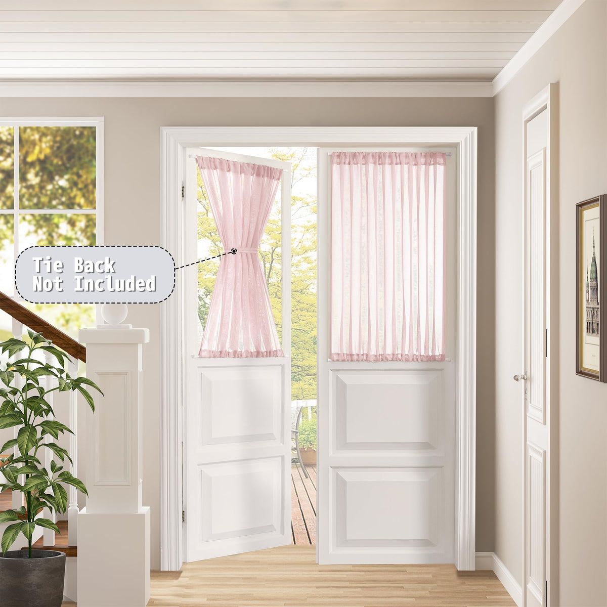 Sheer Door Curtains Closet Linen Textured Curtain Sheers Doorway Light Filtering Voile French Doors Rod Pocket Curtains Patio Glass Door