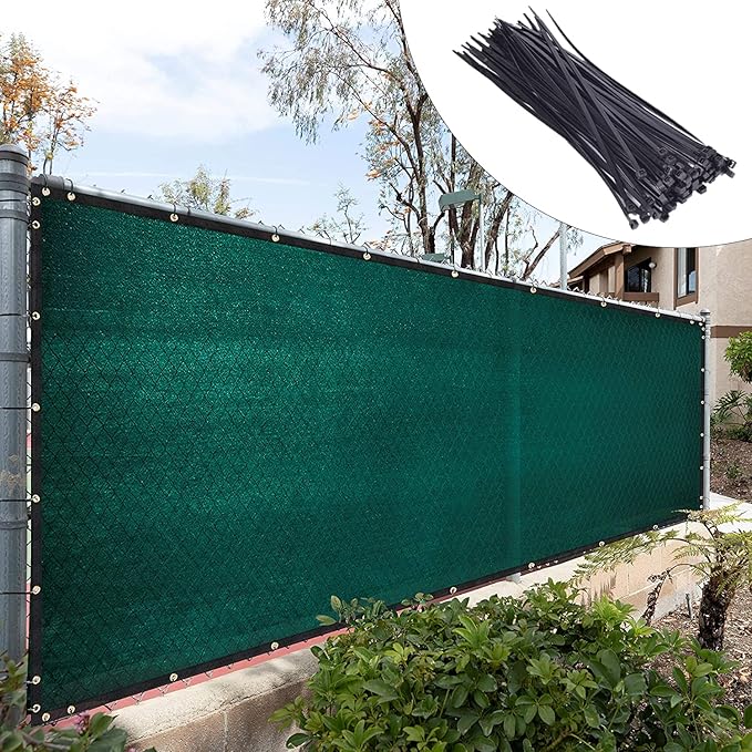 Royal Shade Custom Size 4' x 108' Green Fence Privacy Screen Windscreen Cover Netting Mesh Fabric Cloth - Cable Zip Ties Included (We Make Custom Size)