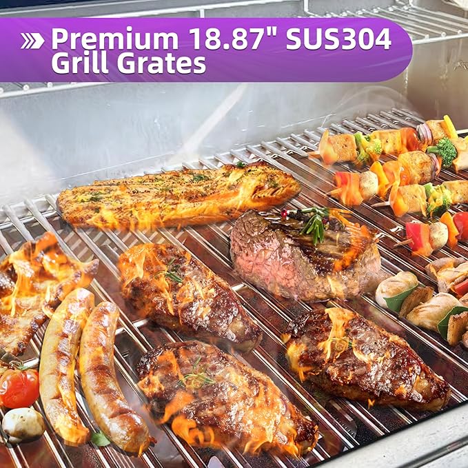 18 7/8" 304 Stainless Steel Grill Grates for Weber Genesis ii E-610 S-610 Genesis ii LX E-640 S-640 Genesis 2 Grill Parts for Weber Genesis ii 600 Series 66803 66096 Gas Grills 3 Pack