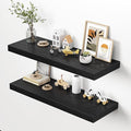 Dreamland 40" Floating Shelves for Wall, 12" Deep Thicker Black Floating Shelves, Wall-Mounted Shelves for Bedroom, Living Room, Kitchen, Bathroom - Set of 2
